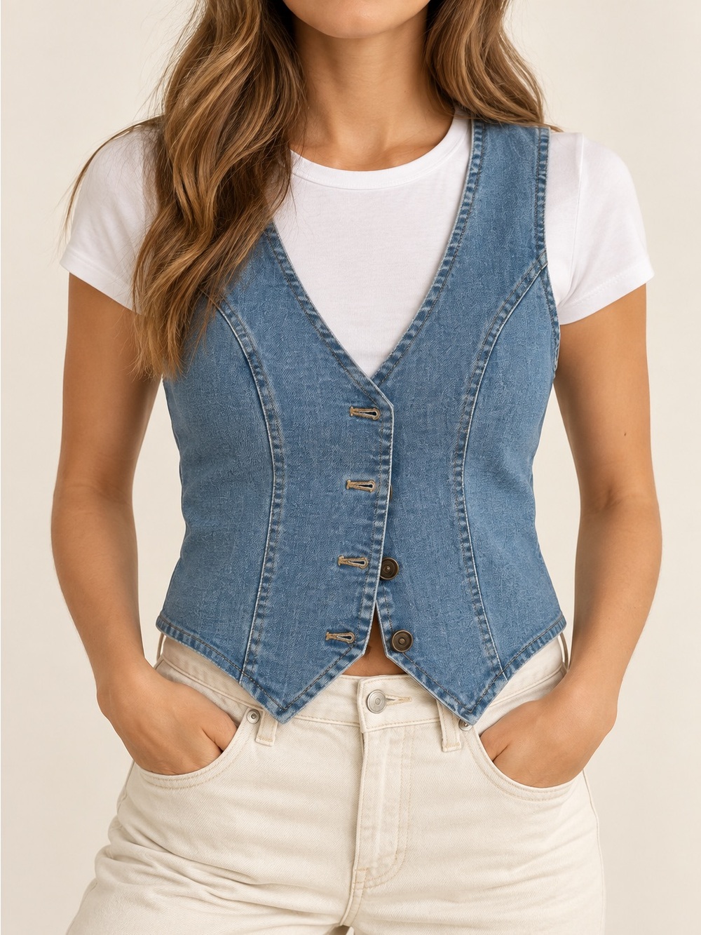 NWT Thirty Thirty Denim Vest Waistcoat - Blue